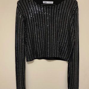 Zara bling crop top , Size medium , bedazzled